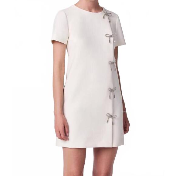 NEW TRINA TURK diamonds crystal bows sheath dress in winter white - Picture 3 of 5